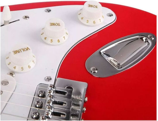 Timeless Tools Комплект Електрическа Китара Stratocaster с SSS Конфигурация на Пикапите Червено с Калъф
