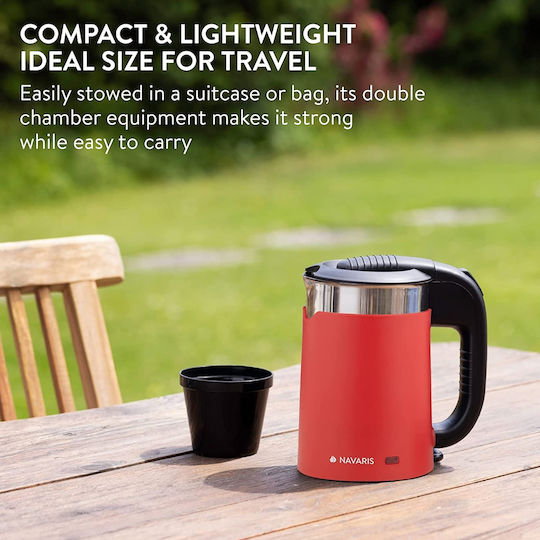 Navaris Kettle Travel Size 500ml 1100W Red