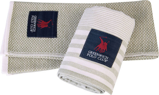 Greenwich Polo Club 2696 Towel from 100% Cotton White - Green 60x40cm 2pcs Greenwich Polo Club 2696 Towel from 100% Cotton White - Green 60x40cm 2pcs