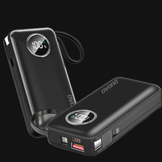 Dudao K15 sB Външна Батерия 10000mAh 22.5W с USB-A Изходен Порт и USB-C Изходен Порт Power Delivery Черна
