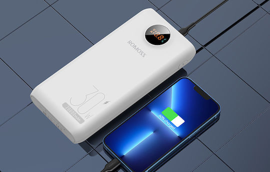 Romoss SW20S Pro Power Bank 20000mAh 30W με 2 Θύρες USB-A και Θύρα USB-C Quick Charge 4.0 Λευκό