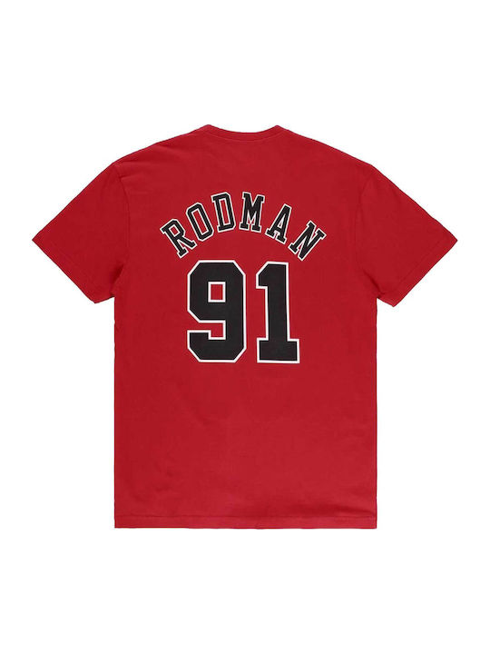 NBA Bulls Dennis Rodman 91 Αθλητικό T-shirt Κόκκινο