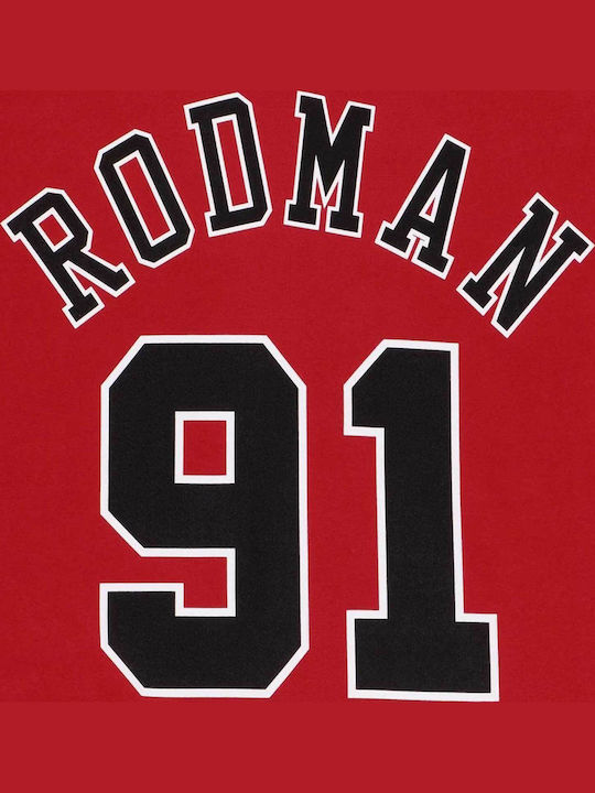 NBA Bulls Dennis Rodman 91 Αθλητικό T-shirt Κόκκινο