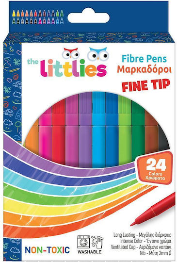 The Littlies Fibre Pens Washable Drawing Markers Thin Set of 24pcs