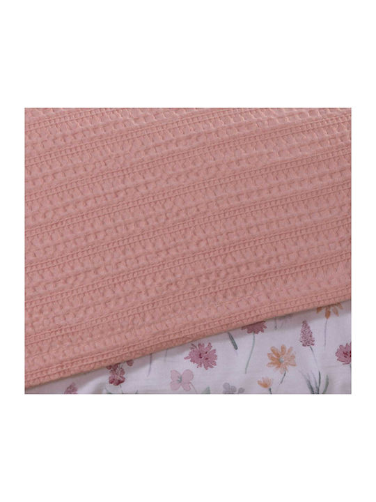 Nef-Nef Homeware Cool Pique Blanket Double 220x240cm Salmon