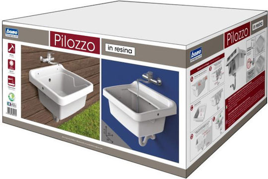 Bama Pilozzo An der Wand montiert Wandhängendes Waschbecken aus Synthetischem Material 59x50x31.5cm Weiß