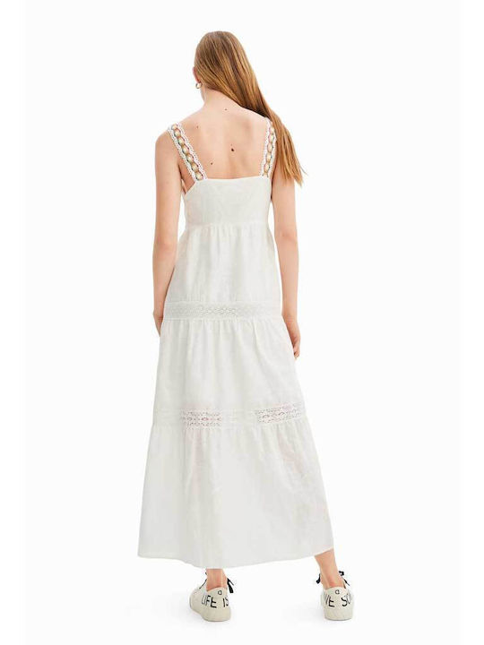 Desigual Mini Καλοκαιρινό All Day Φόρεμα Αμάνικο Λευκό