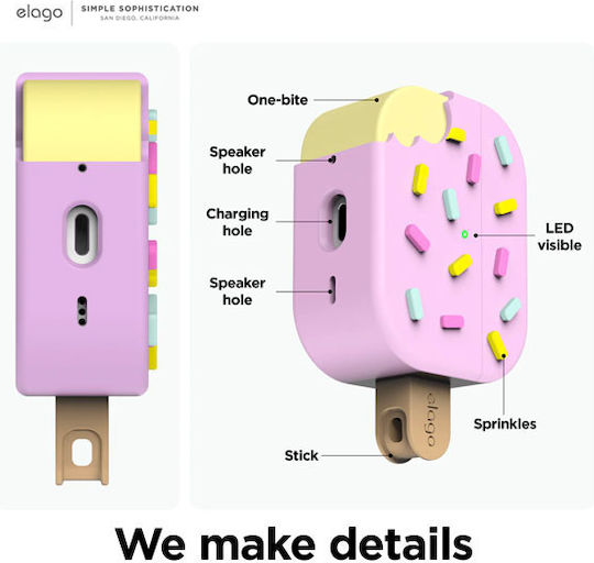Elago Ice Cream Husă cu cârlig în culoarea Roz pentru Apple AirPods Pro 2