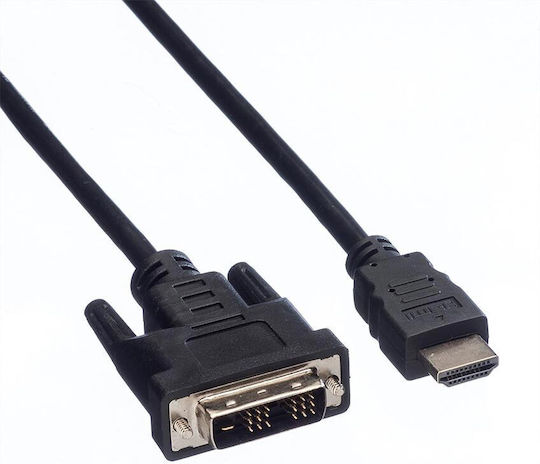 Value Кабел DVI-D мъжки - HDMI мъжки 2.0м Черен (11.99.5522)