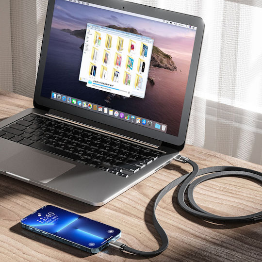WK WDC-156 Braided / Flat USB 2.0 to micro USB Cable Λευκό 1.5m