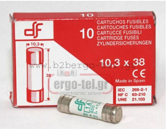 DF electric Safety Cylindrical Porcelain Fast-Bow 10x38mm 25A (054-210382025) 1pcs