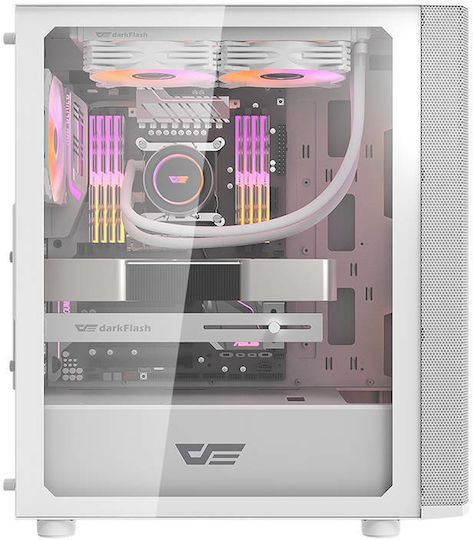 Darkflash DK360 Gaming Midi Tower Κουτί Υπολογιστή με Πλαϊνό Παράθυρο Λευκό