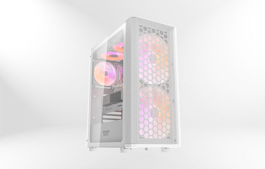 Darkflash DK360 Gaming Midi Tower Κουτί Υπολογιστή με Πλαϊνό Παράθυρο Λευκό