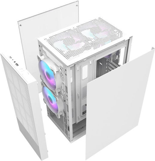 Darkflash A290 Геймърско бюро Midi Tower Компютърна кутия със страничен прозорец White