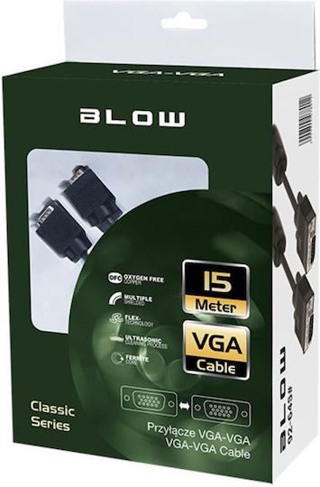Blow Кабел VGA мъжки - VGA мъжки Черен 15м (VG-645)