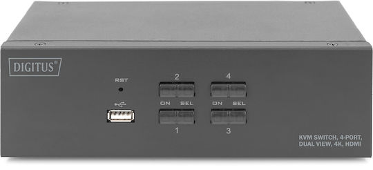 Digitus 4-Port Dual-Display 4K HDMI DS-12883 KVM & Data Switch