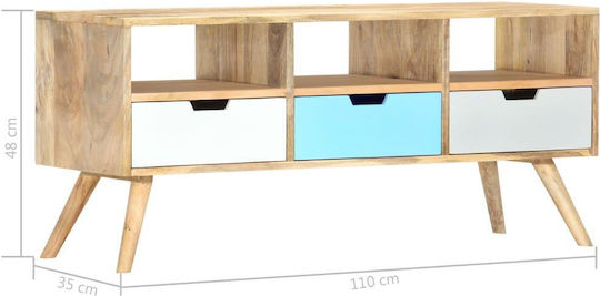 vidaXL TV-Ständer aus Massivholz Mehrfarbig M110xP35xH48cm