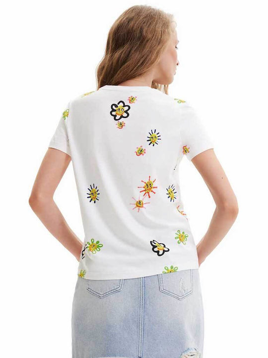 Desigual Γυναικείο T-shirt Λευκό