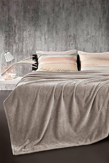 Guy Laroche Rombus Σετ Κουβέρτα Fleece Υπέρδιπλη 220x240εκ. Wenge