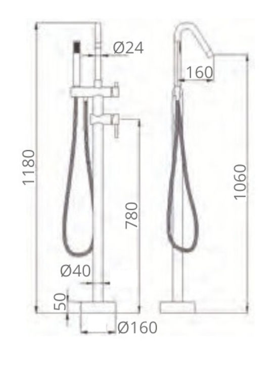 Excel Oriana Mixing Bathtub Shower Faucet Silver