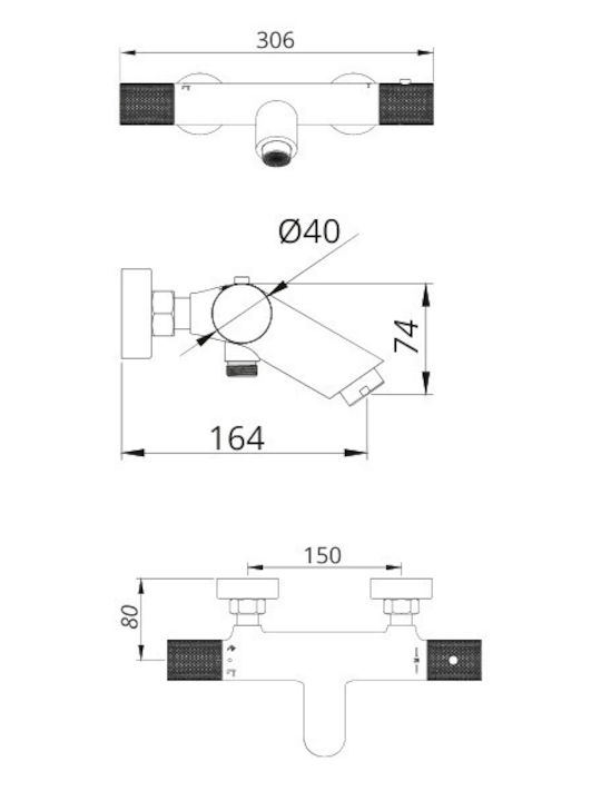 Excel Viento Mischung Bade- / Duscharmatur Badewanne Thermostatische Komplettes Set Gold