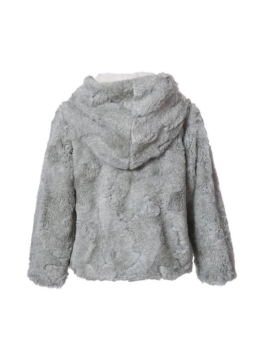 Matoufrance Kids Fur short Hooded Gray