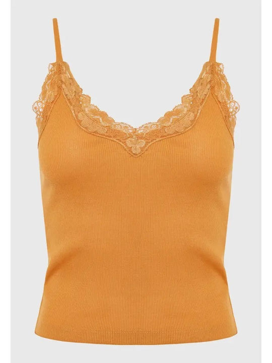Women's Lingerie Top with Lace Orange