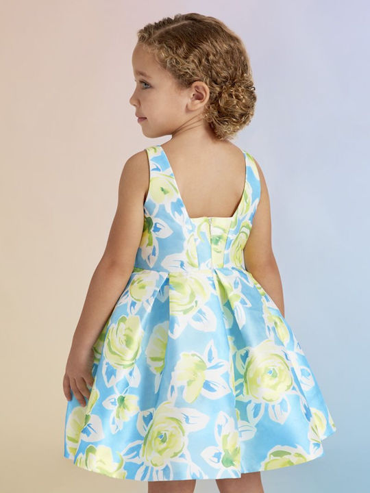 Children's Dress Sleeveless Floral Turquoise