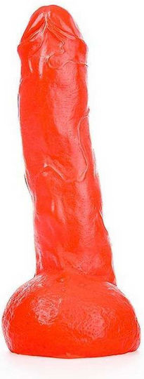 All Black All Red Glass Dildo with Scrotum Red 21cm