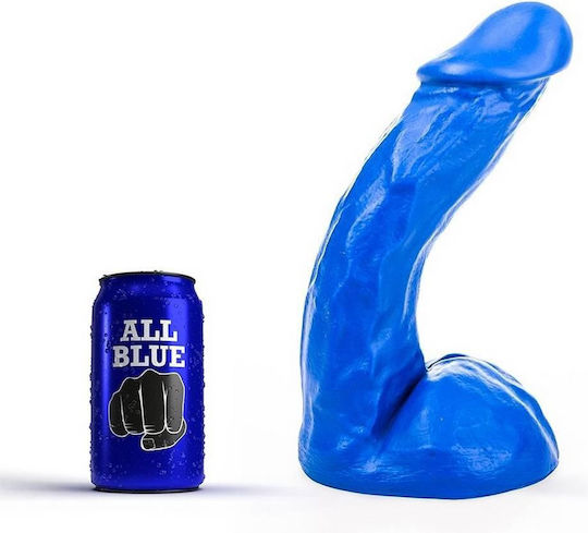 All Black All Blue Orlando Realistic Dildo with Scrotum Blue 23cm