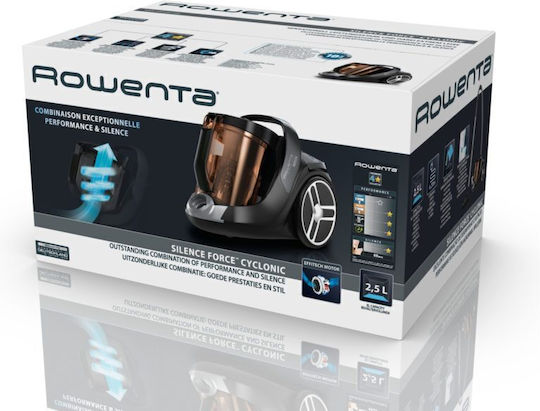 Rowenta Silence Force Cyclonic Ηλεκτρική Σκούπα 550W με Κάδο 2.5lt Μπορντό