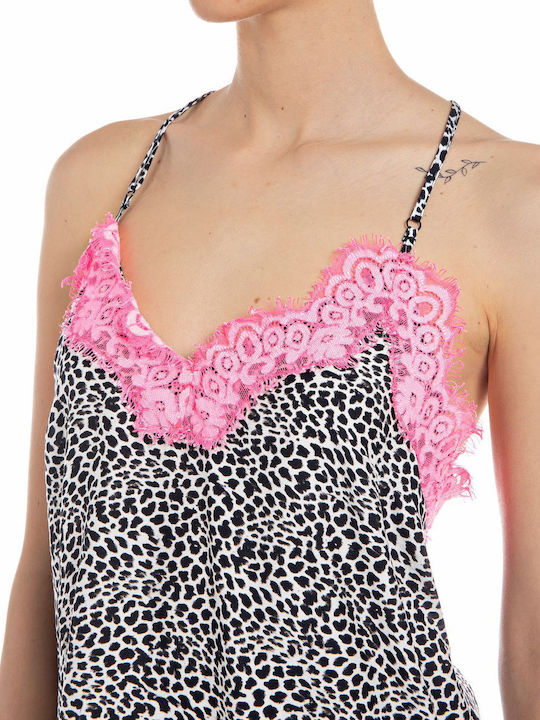 Replay Femeie Top Lingerie Animal Print Alb