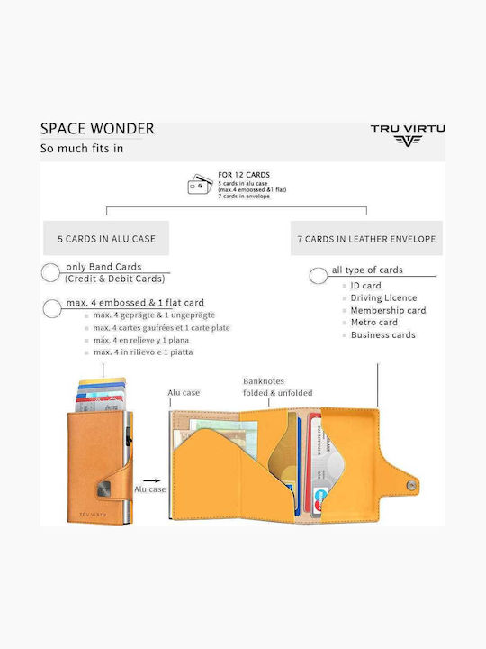 Click & Slide Leder Herren Geldbörse Karten mit RFID und Slide-Mechanismus Apple Walnut/Silver