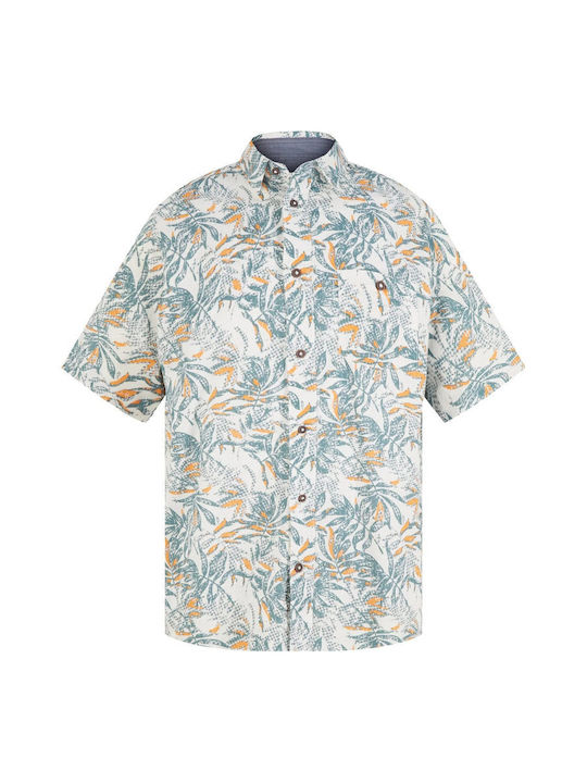 Tom Tailor Men's Shirt Short Sleeve Floral White