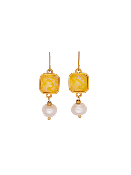 Excite-Fashion Dazzle Dreams Earrings Pendants made of Steel Gold Plated with Stones & Pearls