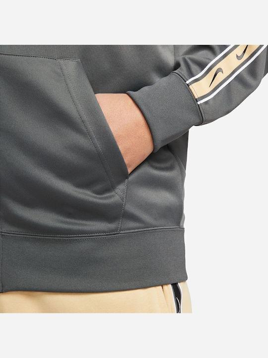 Men's Cardigan with Hood Gray