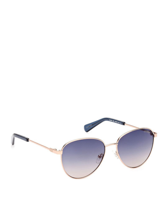 Guess Unisex Sunglasses With Gold Metallic Frame And Grey Gradient Lens GU8257 28B