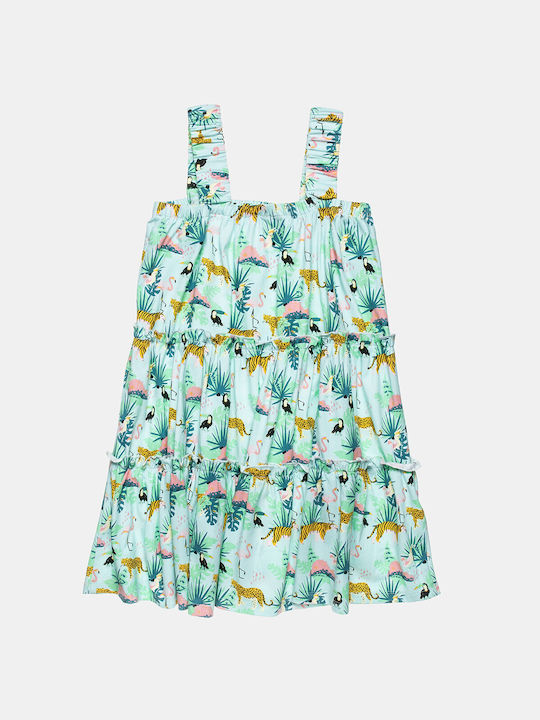 Alouette Kids Dress Floral Sleeveless Turquoise