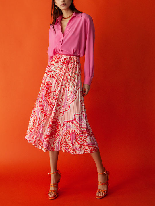 Pleated Midi Skirt Multicolored