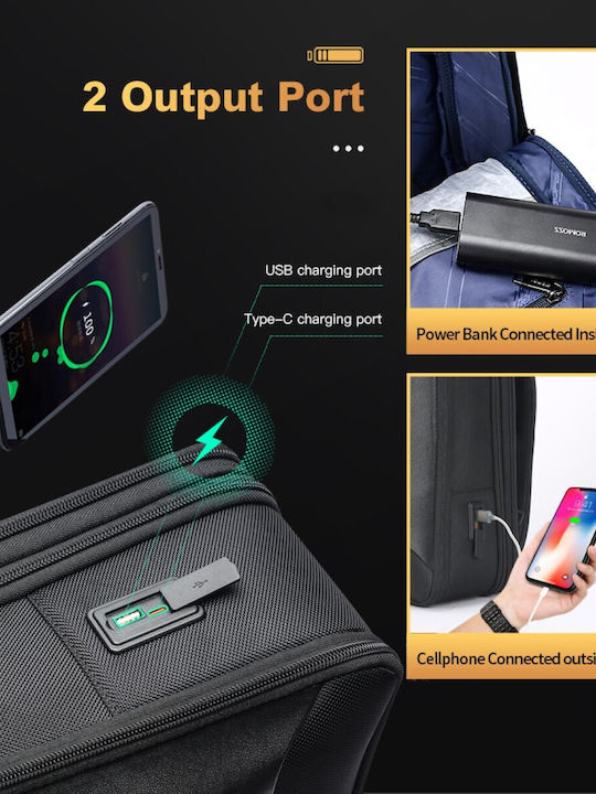 Bopai Waterproof Backpack Laptop Bag for 15.6" with USB Port in Black Color 61-19011