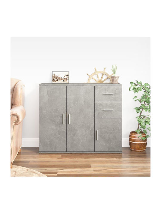 Wooden Buffet with Drawers Cement L91xW29.5xH75cm