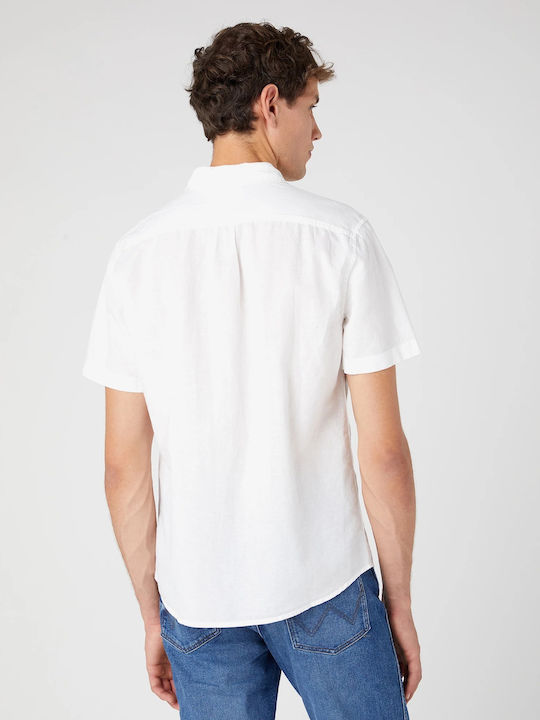Wrangler Men's Shirt Short Sleeve Linen White