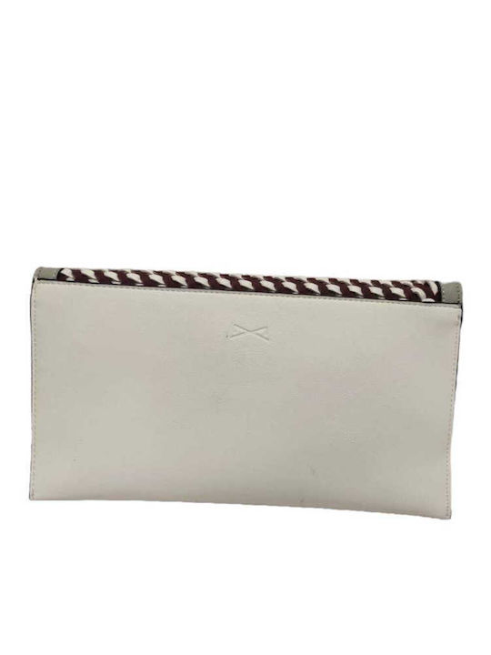 WOMEN'S ENVELOPE MADE OF LEATHER WHITE BURGUNDY