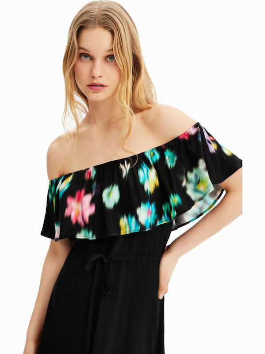 Susan Summer Maxi Dress with Ruffles Black