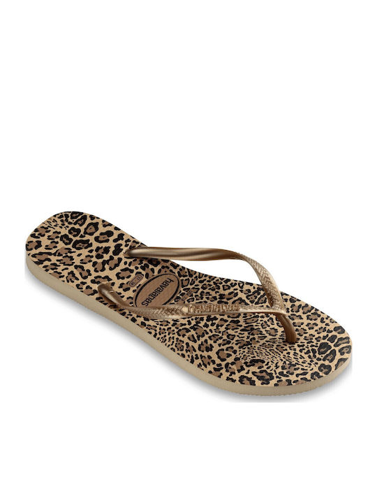 Slim Animals Women's Flip Flops Gold