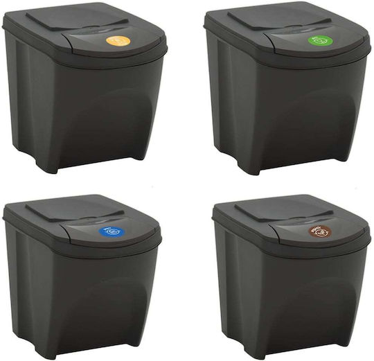 vidaXL Plastic Waste Bin 4x100lt Gray
