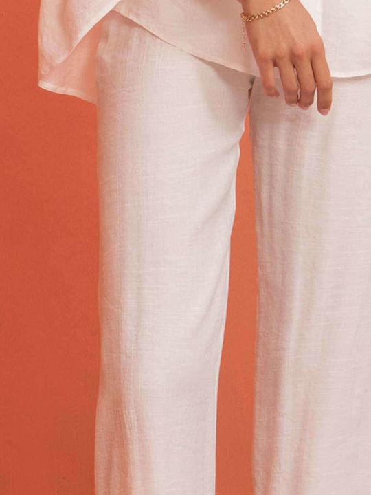 Moutaki Women's Linen Trousers White