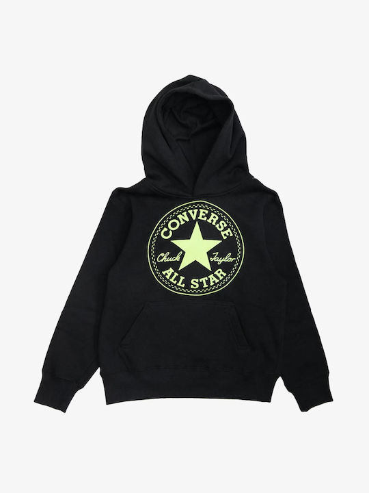 Converse Kids Sweatshirt with Hood and Pocket Black All Star Neon