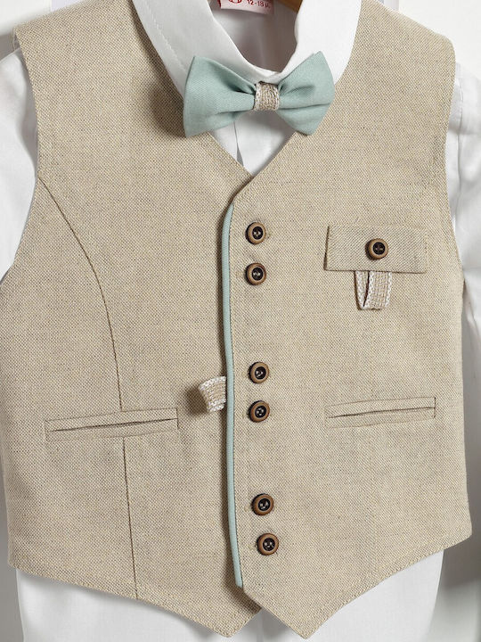 New Life Costum de Botez cu Vestă pentru Băiat Turcoaz 5buc