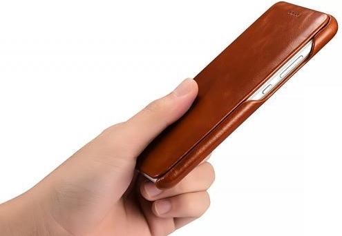 iCarer Curved Edge Vintage Brieftasche Leder Schwarz (Huawei P10)